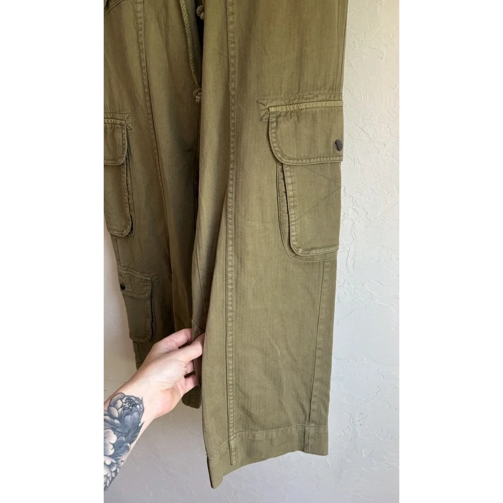 Free People Tahiti Cargo Pants XS NWT Green Dried Herb Baggy Utility Pull On
